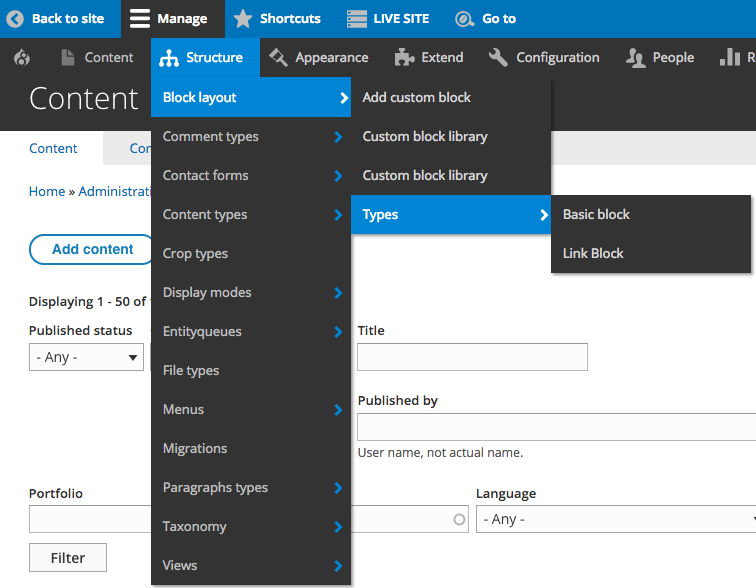 Image demonstrating how the Admin Menu module works