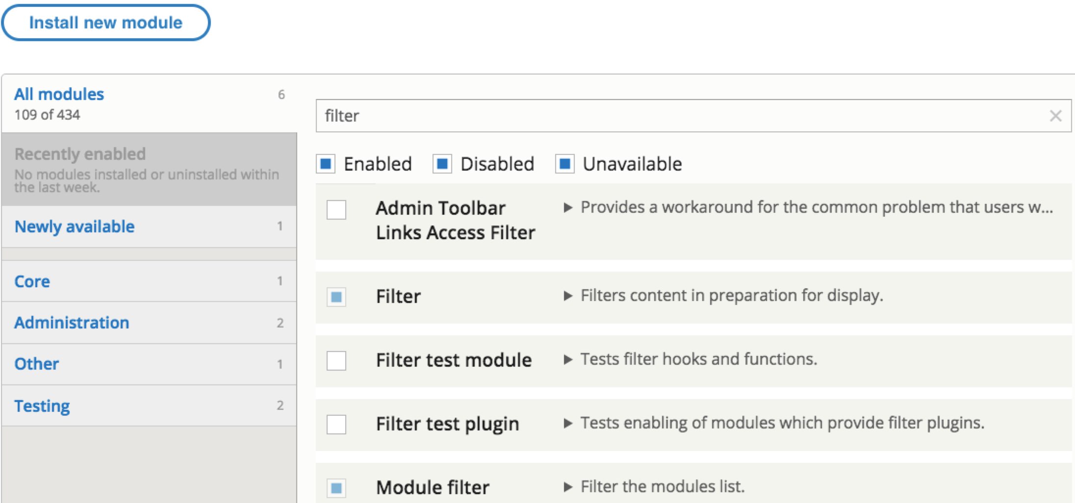 Image demonstrating how the Module Filter module works