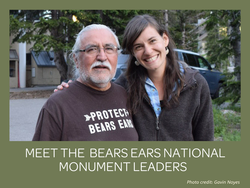 Anna Elza Brady with Willie Grayeyes, Board Chairman of Utah Diné Bikéyah. Mr. Grayeyes has been a leading visionary of the Bears Ears initiative for many years. When Anna first began working with UDB in 2015, Willie wisely advised her, “Don’t be afraid to say it’s spiritual.” (Photo by Gavin Noyes)