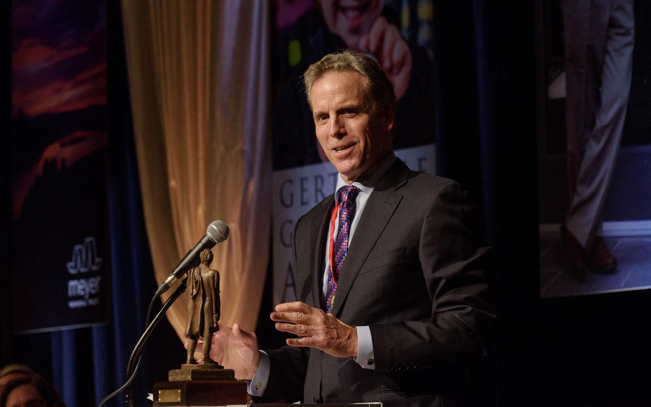 Photo caption: Meyer Memorial Trust CEO Doug Stamm delivering his remarks during the 2017 Governor's Gold Awards