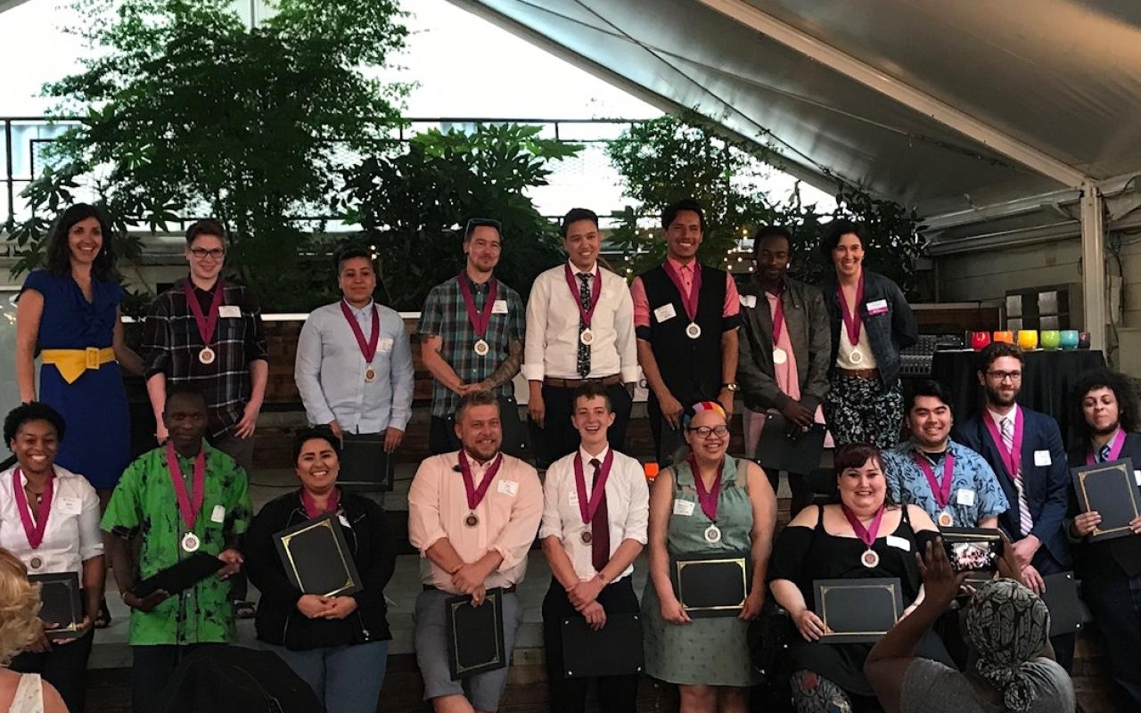 Pride Foundation’s 2017 Oregon scholarship recipients, receiving their scholarship awards and being honored for their leadership at the 2017 Scholarship Celebration in Portland.
