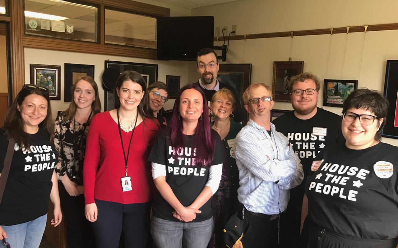 Attendees at Housing Opportunity Day 2017 gathered in Salem to advocate to lawmakers for much-needed resources to meet Oregon’s housing needs including a visit with legislative aides for Rep. Carla Piluso, D-Gresham and a self advocate with the Oregon Council on Developmental Disabilities.