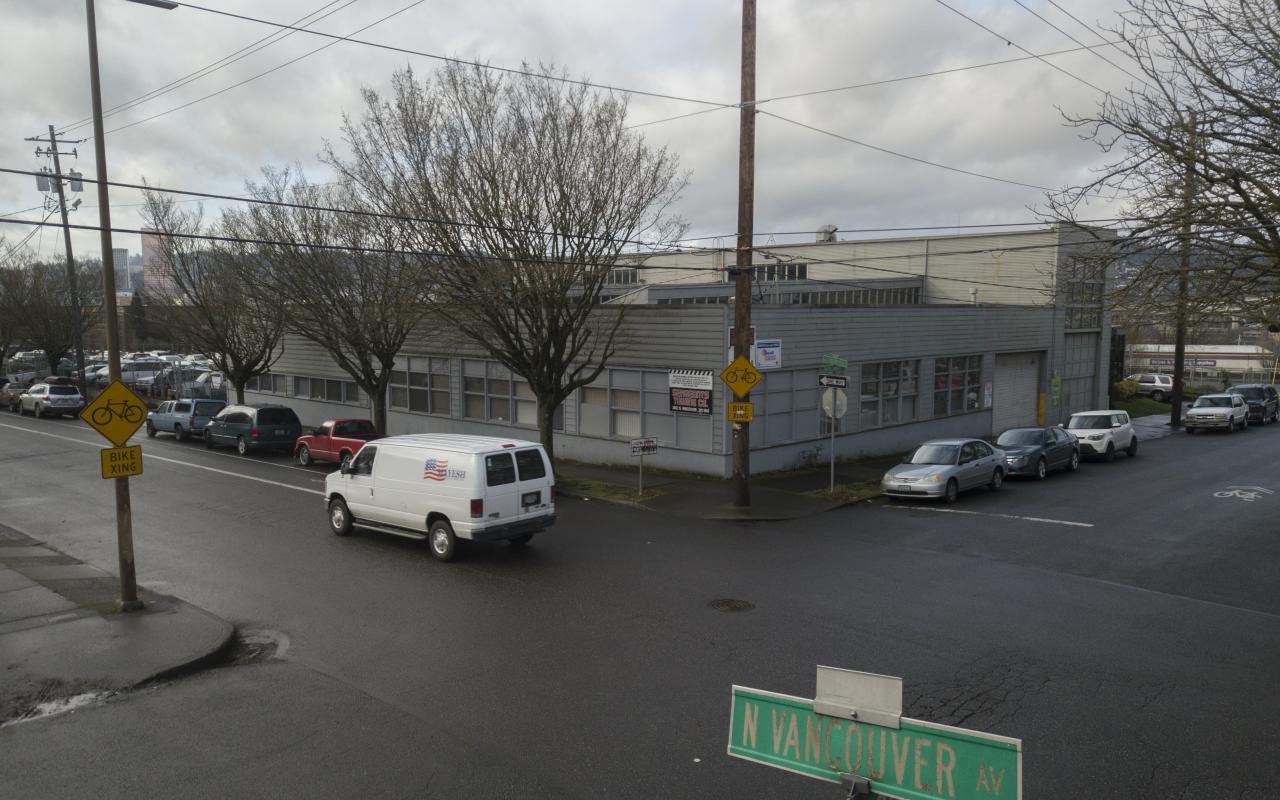 An aerial photograph of the property at North Vancouver and North Tillamook Street in North Portland.  The state’s second largest foundation, which manages an $800 million endowment created by grocery-chain founder Fred Meyer, has announced its purchase of a 25,000-square-foot lot at the intersection of North Tillamook and Vancouver.
