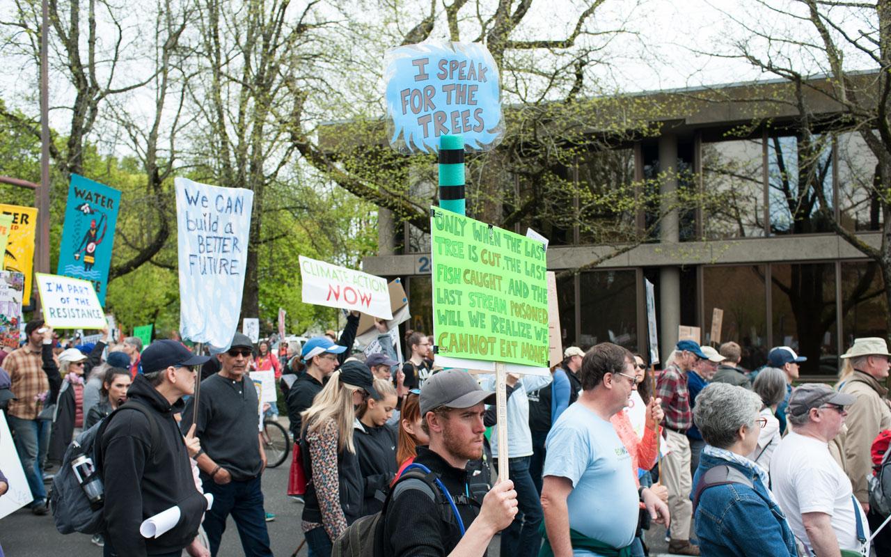 Photo caption: A crowd of demonstrators during 2018 People Climate Justice March
