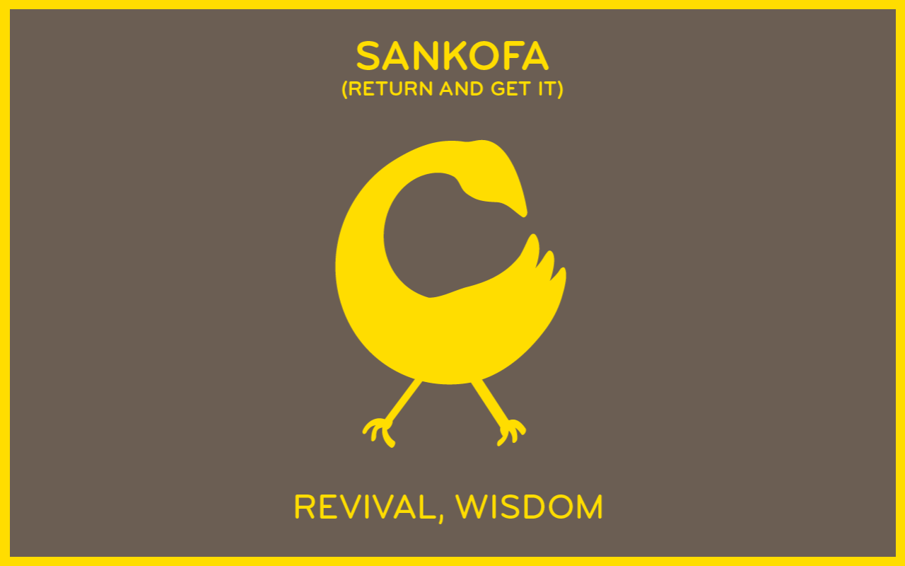 The African Adinkra symbol Sankofa, emphasizing revival and wisdom.