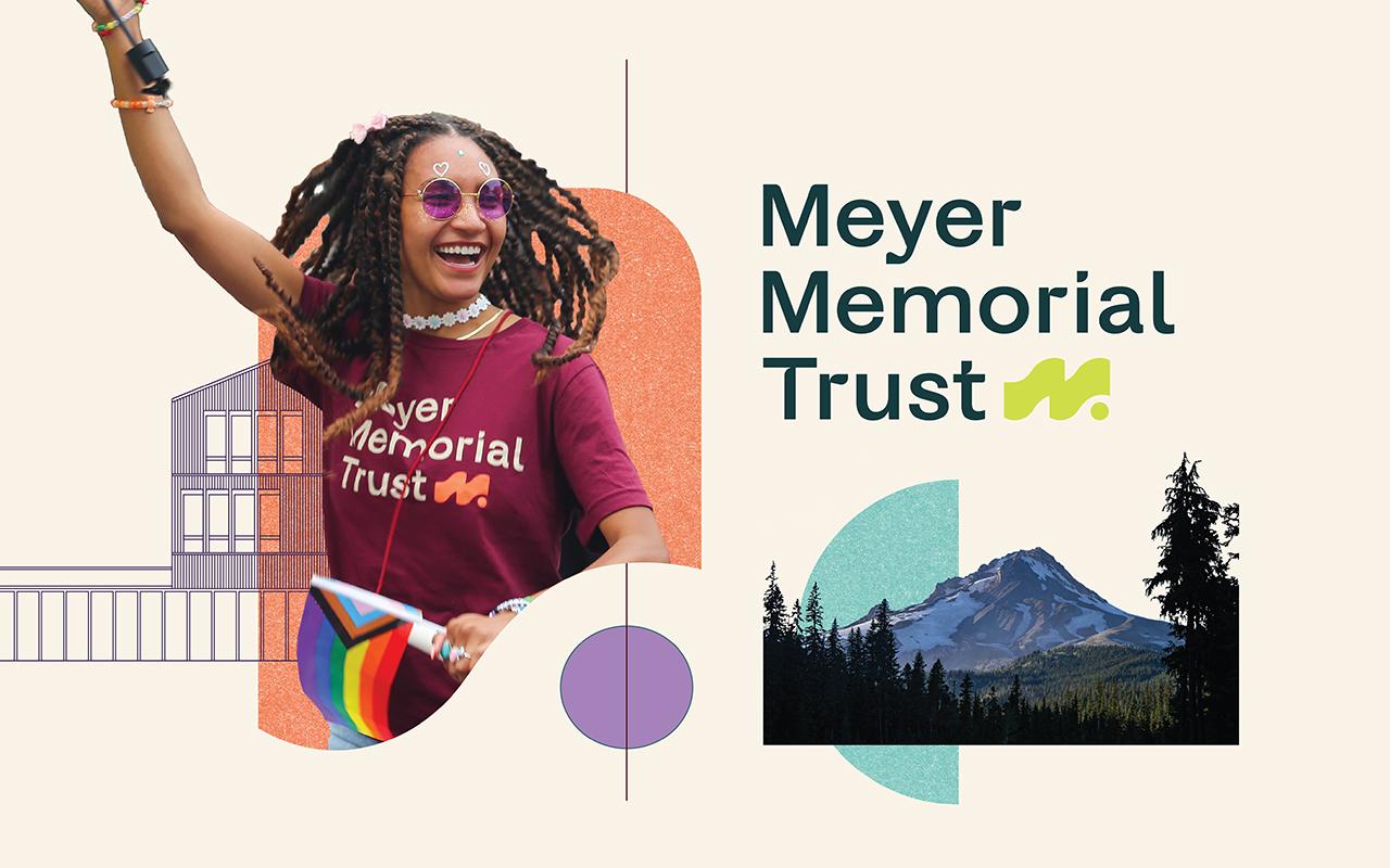 A collage with Meyer's new logo featured