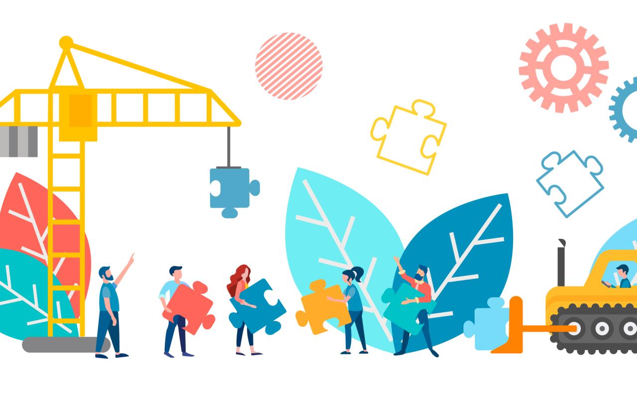 graphic illustration of community building