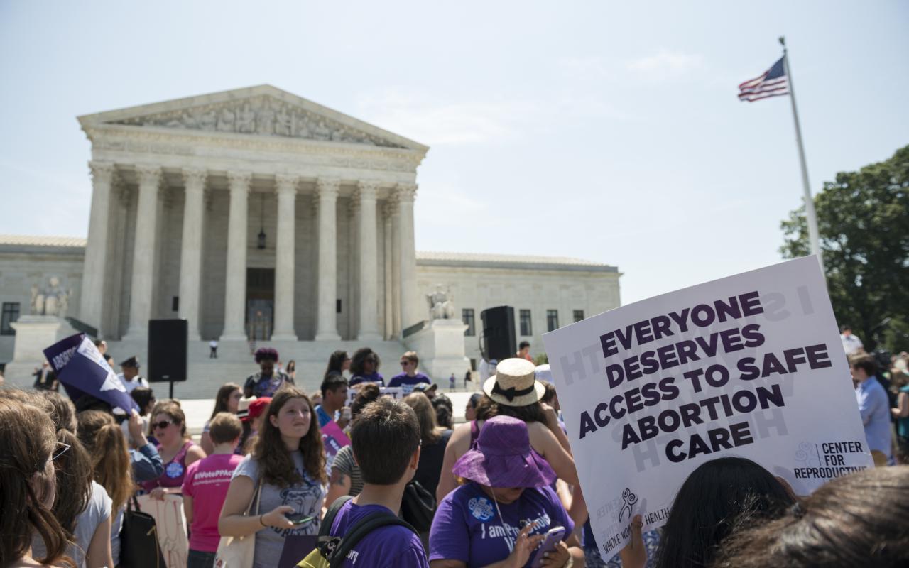 Demonstrators at a pro-choice rally in Washington D.C.
