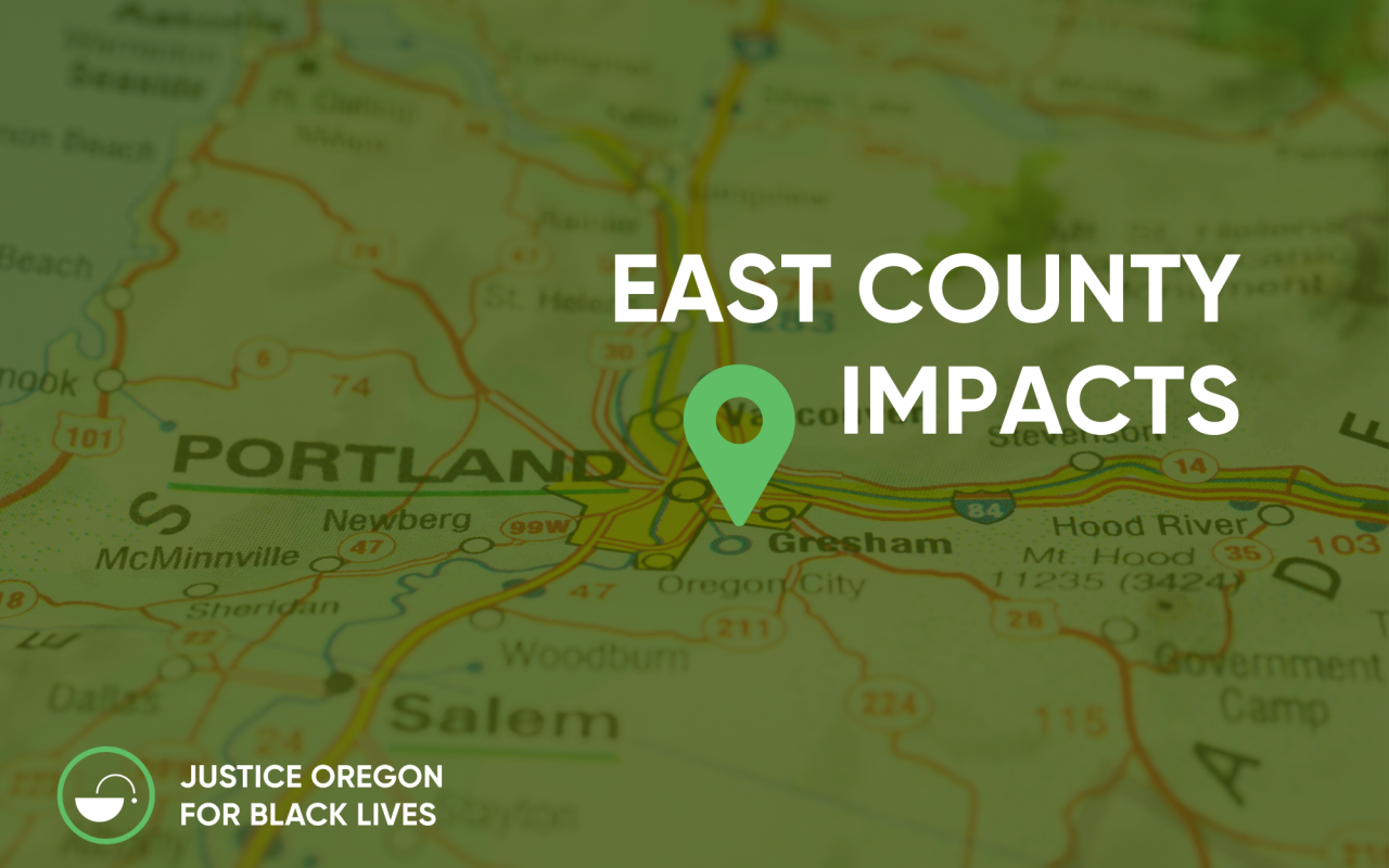 Graphic image of Oregon with a focus on East Multnomah County