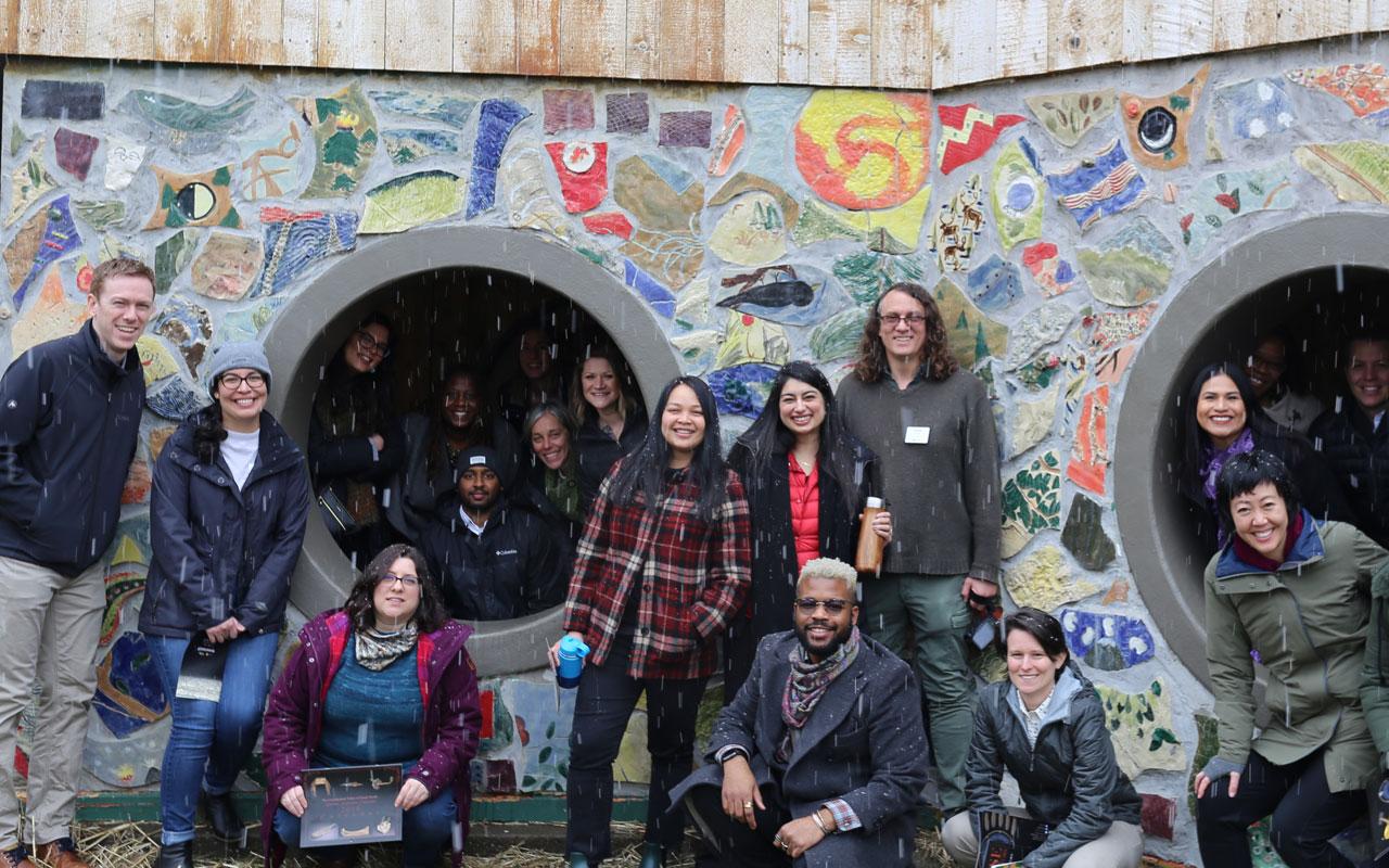 Meyer staff in front of the Chachalu Museum in Grand Ronde.