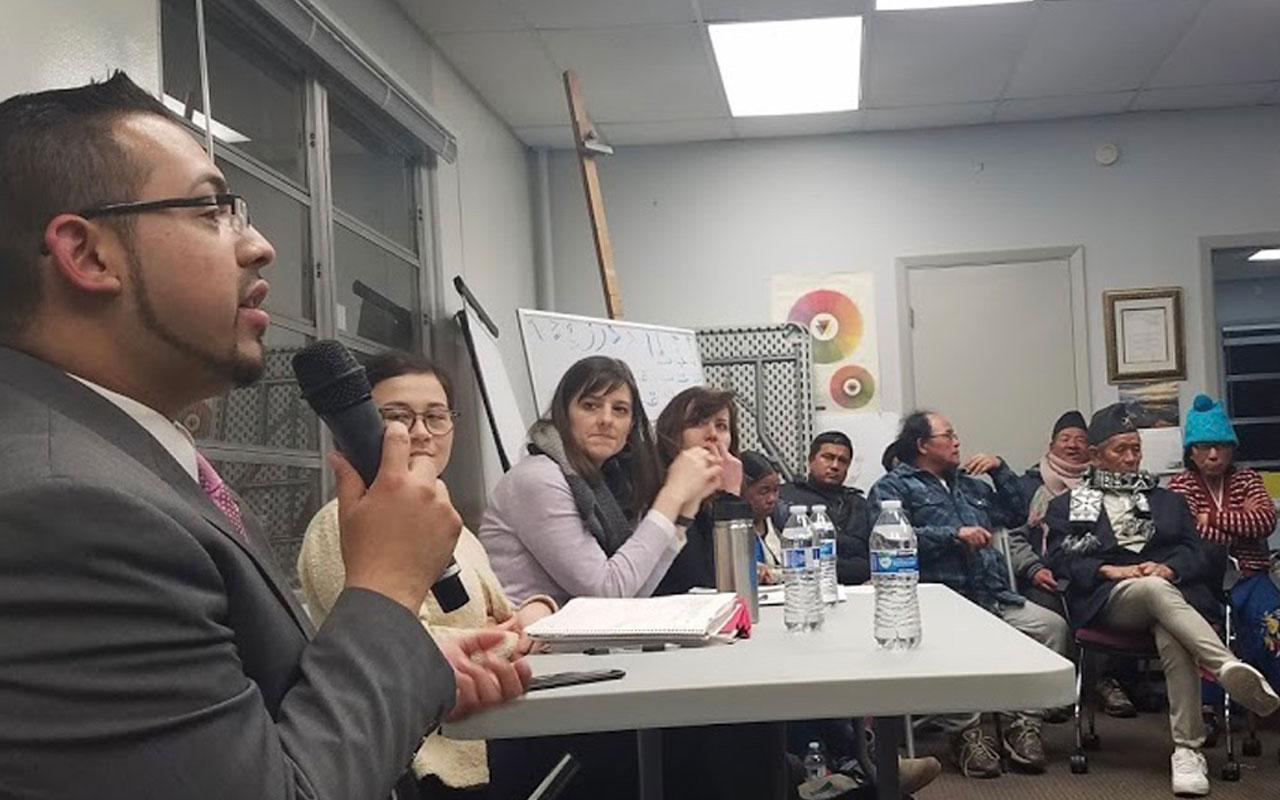 Photo caption: Oregon State Representative for District 47 Diego Hernandez responds to questions posed from immigrant community leaders at Elders in Action’s Housing Alliance forum