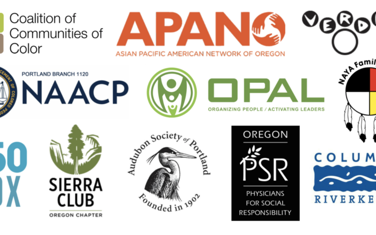 Logos of community based organizations that collaborated to create the Portland Clean Energy Fund
