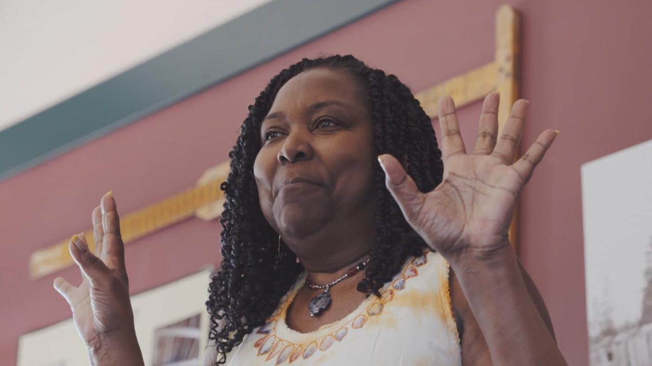 A still from the video: Gwen Trice from Maxville Heritage Interpretive Center in Joseph, OR.